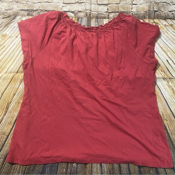 Talbots Rose Pink Braided Neckline Soft Short Sleeve Top - Picture 3 of 5